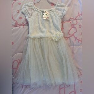 Cream/White Sparkly Little Girls Dress